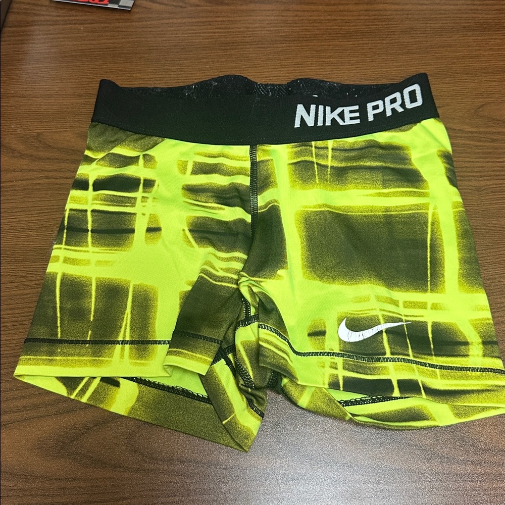 Nike Pro Electric Yellow and Black Shorts